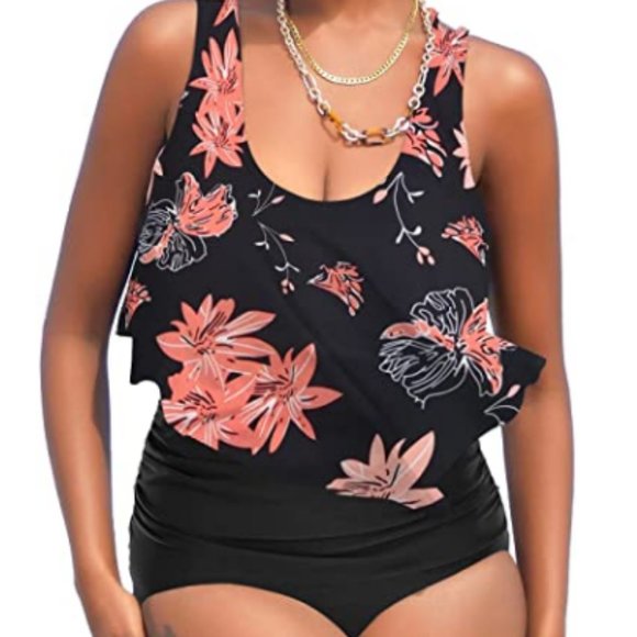 Swim | Floral Flounce Top High Waist Bottom Tankini Sets | Poshmark